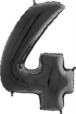 Produktbild von Folienballon Zahl 4 Schwarz, 66 cm Grabo