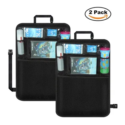 Produktbild von Rückenlehnenschutz Auto Kinder,2 Stück Multi Taschen Auto Organizer Rücksitz Autositz für Kinder, 600D Oxford Wasserdicht mit Tablet Halterung Tasche