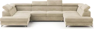 Produktbild von Masseno Ecksofa VINTESSA mit Schlaffunktion U-Form, Sofa mit Bettkasten, Wohnzimmersofa, Couch, Soffa, Bettsofa, Couchgarnitur- Creme, MONOLITH 04