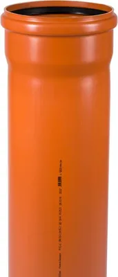 A single orange PVC pipe with a black seal at the top, isolated on a white background.