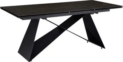 Immagine prodotto di Tavolo da pranzo 180 - 260 cm pieghevole in vetro Vetroceramica nero, tavolo in Vetroceramica grande, tavolo da cucina design rettangolare, tavolo da pranzo stravagante con gambe in metallo | Wohnling