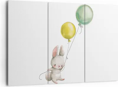 Produktbild von Bild auf Leinwand - Leinwandbild - 3 Teile - Häschen Luftballons Kinder - 165x110cm - Wand Bild - Wanddeko - Wandbilder - Leinwanddruck - Bilder - Wanddekoration - Leinwand bilder - CE165x110-4731