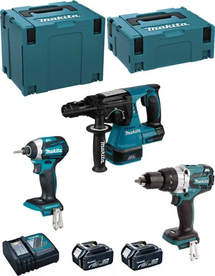 Immagine prodotto di Kit MAKITA MK308RTJ (DHR243 + DHP481 + DTD154 + 2 x 5,0 Ah + DC18RC + MAKPAC 2 + MAKPAC 4)