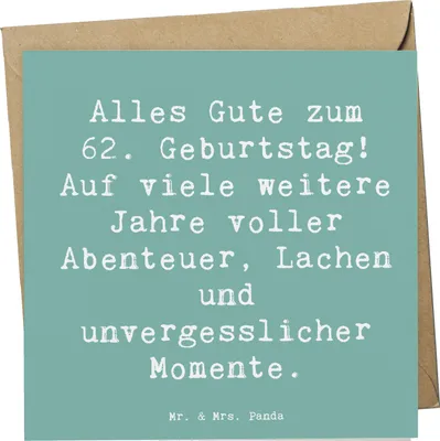 Produktbild von Mr. & Mrs. Panda Grußkarte Spruch 62. Geburtstag - Meeresbrise - Geschenk, Klappkarte, faltkarte, Happy Birthday, Glückwünsche, anlasskarte, Alter, Erinnerungen, feiern