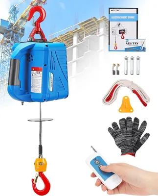 Imagen del producto de Grúa eléctrica con control remoto inalámbrico, control remoto por cable, cabrestante eléctrico de 1500 W con protección contra sobrecarga, capacidad máxima de 300 kg