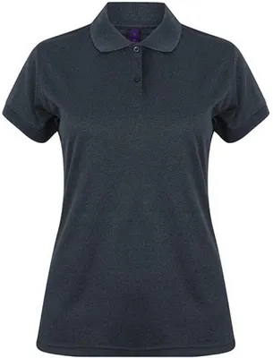 Produktbild von Henbury H476 | Damen Coolplus Wicking Polo Shirt / Mikro-Piqué - Farbe: Heather Navy - Größe: S
