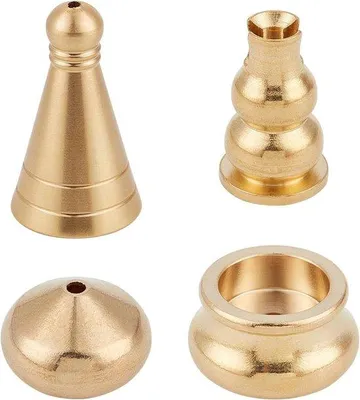 Produktbild von Messing Wierookhouder 4-teilig für Kegel und Stab, goldener Platte für Heimduftdeko