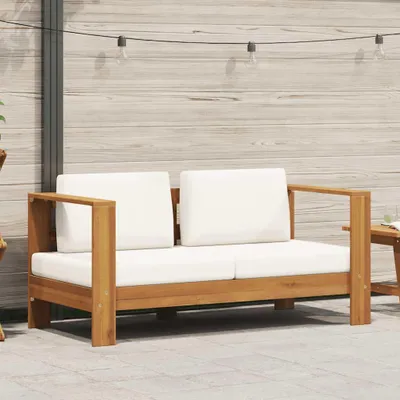 Obrázok produktu pre vidaXL Záhradná pohovka s vankúšom 140 cm z agátového masívu krémovo biela