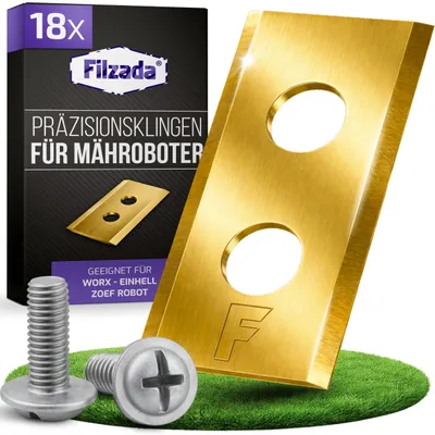 Image de Lames de tondeuse robot Filzada® 18x, en titane, compatibles avec les robots tondeuses Worx Landroid
