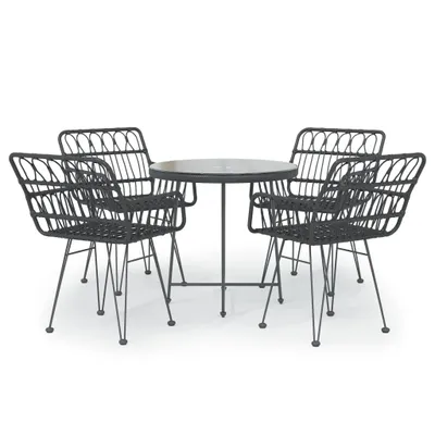 Obrázek produktu pro vidaXL 5dílný zahradní jídelní set Black Poly Rattan