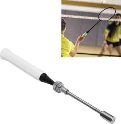 Immagine prodotto di Badminton Racket Swing Trainer con suono incontra il senso per l'attrezzatura di formazione portatile ergonomica regolabile - Strumento di esercizio Bianco Bianco