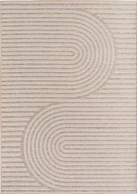 Produktbild von Villa Möbel Desida Indoor Outdoor Teppich Wetterfest 3D Optik Wohnzimmer Küchen Terrasse , Farbe:Beige, Grösse:280x370 cm