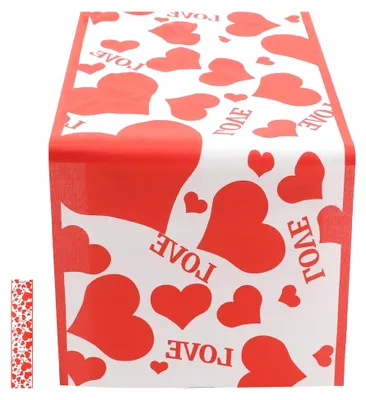 Produktbild von Romantischer Tischläufer mit Herzmuster für den Valentinstag aus Polyester