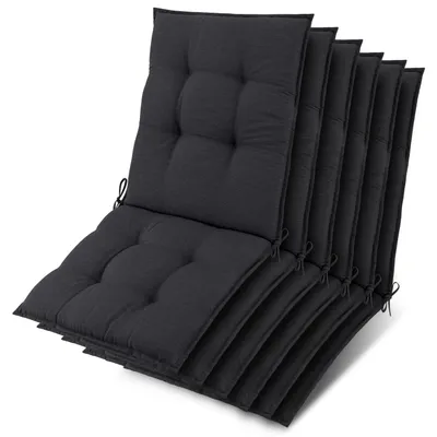 Image de Lot de 6 coussins Beautissu Sun-NL pour dossier de chaise basse, 105 x 50 x 8 cm, anthracite