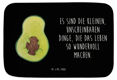 Produktbild von Mr. & Mrs. Panda Badematte Avocado Kern - Schwarz - Geschenk, Badezimmerteppich, Badteppich, Teppich Fürs Bad, duschmatte, Liebe, Baby, Pflanze, Avocadokern, Badvorleger