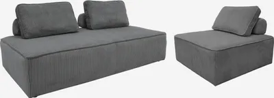 Produktbild von sweeek - Sessel und 2-Sitzer Sofa mit Cordbezug - Dunkelgrau