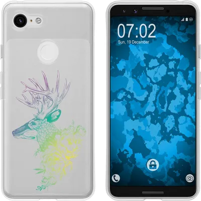 Produktbild von PhoneNatic Case kompatibel mit Google Pixel 3 Silikon-Hülle Floral Hirsch M7-4