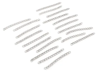 Produktbild von Vintageparts Verlängerungsketten Edelstahl Platinfarben 40mm Set 20 Stück