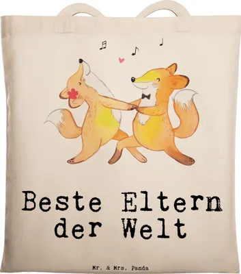 Produktbild von Mr. & Mrs. Panda Shopping Tasche Fuchs Beste Eltern der Welt - Transparent - Geschenk, Uni, Dankeschön, Tote Bag, Geschenkidee, Mami, canvas, Familie, Papa, Laptoptasche