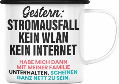 Produktbild von Trendation - Gamer Emaille Tasse Geschenk Jungen Zocker Mitbringsel Männer Zocken Gaming Geschenkideen PC Kinder Zubehör Spruch Lustig Stromausfall (Schwarz)