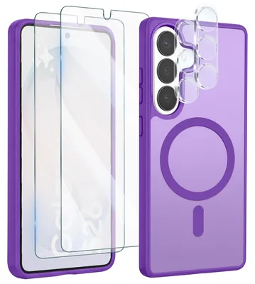 Immagine prodotto di Avizar, custodia protettiva MagSafe per Galaxy S26, con 2 protezioni in vetro temperato e 2 pellicole protettive per la fotocamera, colore viola