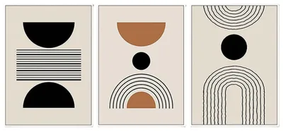 Imagen del producto de Conjunto de 3 pósters de lienzo, 60x90 cm cada uno, con motivos abstractos modernos