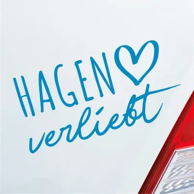 Produktbild von Auto Aufkleber Hagen verliebt Herz Stadt Heimat Liebe Car 19x10 cm Hellblau Sticker Heckscheibenaufkleber