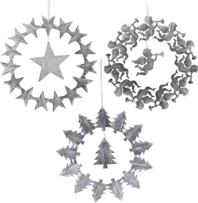 Produktbild von Deko Metall Ring Birga, 3 Motive, Ø20cm, silber
