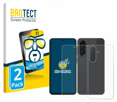 Product packaging for screen protectors, showing the packaging and two screen protectors.
