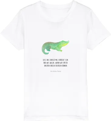 Produktbild von Mr. & Mrs. Panda Kleinkinder T-Shirt Krokodil 7-8 Jahre (122/128) - Weiß - Geschenk, Baumwollshirt Kinder, Meer, Jungen, Freundin, Kindershirt, Beste, Lieblingsmensch