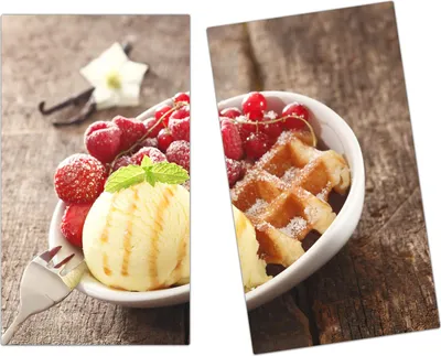 Produktbild von Spritzschutz Herdabdeckplatte Schneidebrett aus Glas Waffel und Eis 2-Teilig (60x52cm)