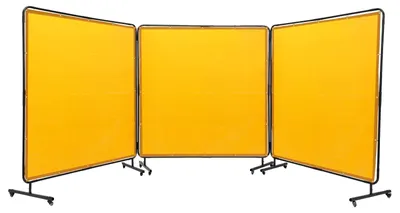 Immagine prodotto di VEVOR Tenda per saldatura a 3 pannelli 1,8 x 1,8 m Tenda di protezione per saldatura in vinile ignifugo Parete di protezione per saldatura con 4 ruote girevoli e protezione UV a 6 stadi Coperta per saldatura Protezione per saldatura giallo