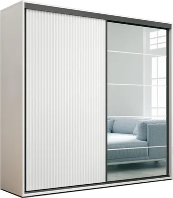 Produktbild von Alfa Kleiderschrank mit Schiebetür und Spiegel - Gold Craft - Weiß - 200 x 62 x 215 cm