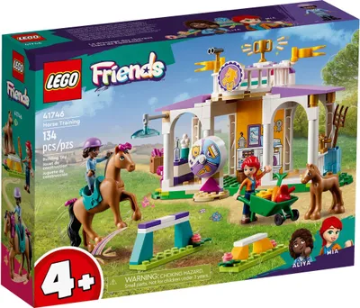Produktbild von LEGO 41746 Friends Reitschule Set mit 2 Spielzeug-Pferden, Aliya und Mia Mini-Puppen, Reitstall- und Pferdespielzeug, Tierpflege-Geschenk für Kinder, Mädchen und Jungen ab 4 Jahre