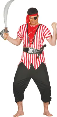 Immagine prodotto di Costume Pirata Avventura Capitano di Carnevale Bucaniere Rosso Nero Rapinatore Alto Mare Costume Capitano di Carnevale Bucaniere, Taglia: 54 - 56 (XL) Colore: Nero