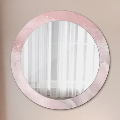 Produktbild von Dekospiegel – Hängespiegel Wandspiegel Spiegel mit Aufdruck – Spiegel – Schlafzimmer - Rosa Stein - Runder: Ø70cm