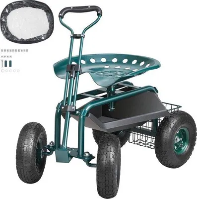 Produktbild von Famanu Gartenhocker Rollstuhl - Mit 360 Grad Drehfunktion und Griff - Belastbar bis 136 kg - 76x45x95 cm