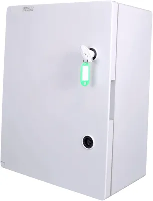 Produktbild von Verteilergehäuse IP65 600x400x200mm – Wasserdichter Schaltkasten aus Kunststoff mit Schloss, DIN-Schiene, Kabelverschraubungen & Montageplatte