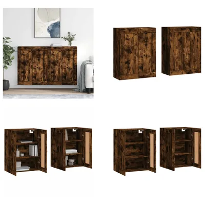 Produktbild von vidaXL Wandschränke 2 Stk. Räuchereiche Holzwerkstoff - Wandschrank - Wandschränke - Schrank - Lagerschrank