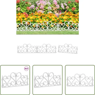 Produktbild von The Living Store Rasenkanten 17 Stk. Weiß 10 m PP