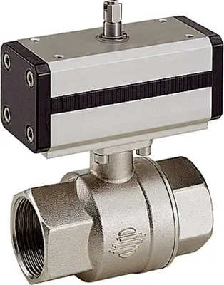 Produktbild von Riegler Messingkugelhahn, pneumat. Stellantrieb, doppeltwirkend, Rp 1