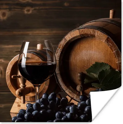 Produktbild von MuchoWow® Poster Wein - Weinglas - Weintrauben - Glas 100x100 cm - Babyzimmer