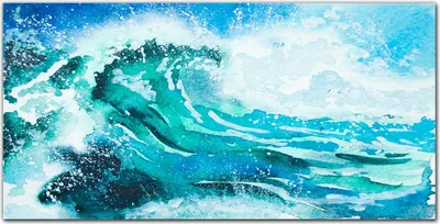 Produktbild von Coloray Bild aus Acryl 120 cm x 60 cm - Acrylblock mit Bild Gehärtetes Acryl Wohnzimmer Küche Dekoration Wanddekoration - Meereswellen Natur