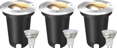 Produktbild von Ledvion - 3x LED Bodeneinbauleuchte, 3W, 2700K, IP67, 1m Kabel, kippbar, Außenbeleuchtung