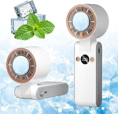 Productafbeelding van Handventilator - Draagbare ventilator - Persoonlijke verkoeling - Met koelfunctie - 3000 mAh batterij - Wit
