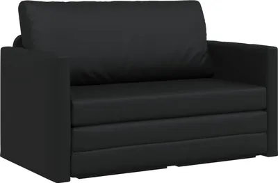 Zdjęcie produktu dla vidaXL Rozkładana sofa, czarna, 124 x 71 x 78 cm, sztuczna skóra