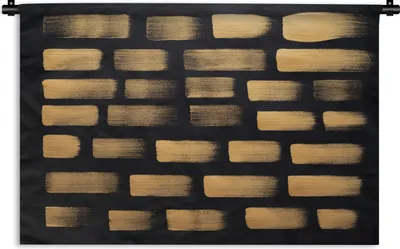 Produktbild von MuchoWow® Wandteppich Wandbehang Goldene Streifen auf schwarzem Hintergrund 150x100 cm Tapisserie Dekoration Wandtuch - Waschbar - Tapisserien - Wand-Decke