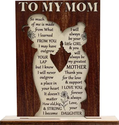 Produktbild von Holzornament zum Muttertag, Geschenk für Mama von Tochter/Sohn, Schreibtischdekoration, stehendes Schild, Geburtstagsgeschenk für Mama