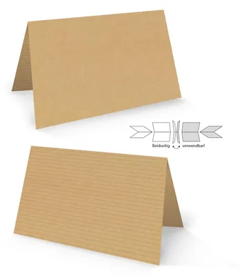 Produktbild von 100 Stück hell-braune natur Kraftpapier Optik neutrale Blanko-Karten Tischkarten Kärtchen Namensschilder Kärtchen Schilder Tisch-Aufsteller zum Hinstellen - beidseitig verwendbar!50 Stück