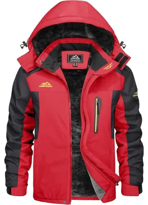 Productafbeelding van Winterjas voor heren, waterdicht, warm gevoerd, ski-jas, kleur rood, maat L